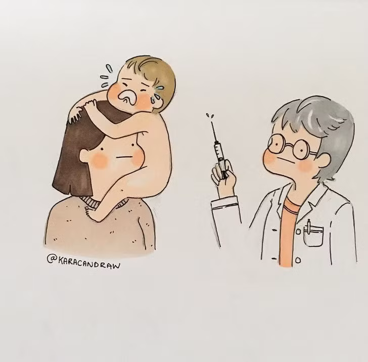 Mẹ luôn là chỗ dựa cho con từ lúc còn bé xíu. Ngoài mẹ ra, mọi người đều là "ông ba bị", nhất là bác sĩ.
