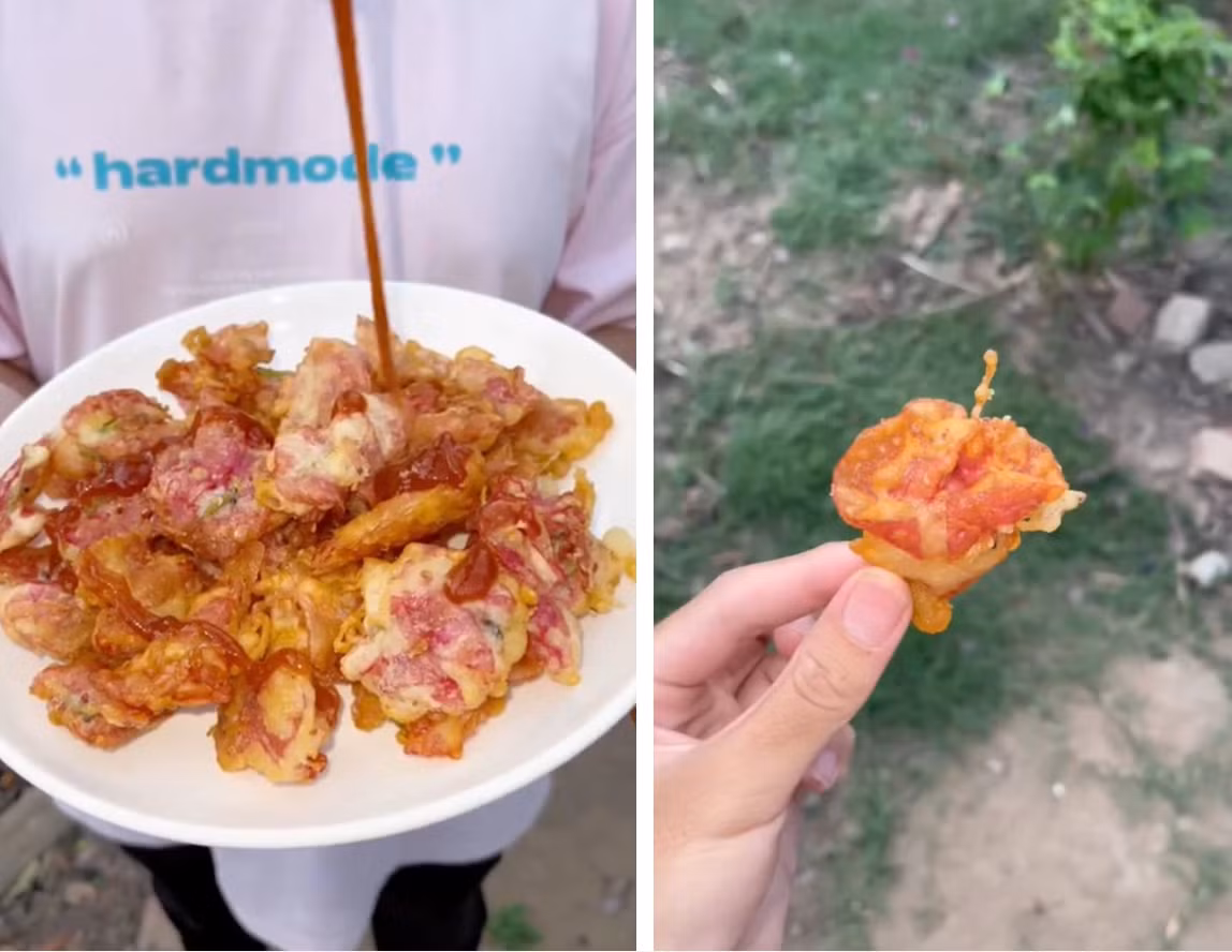 Đặc biệt, hoa giấy chiên giòn cũng là một trong những món ăn vặt nổi tiếng ở Thái Lan. Ảnh: @minhkhangg05