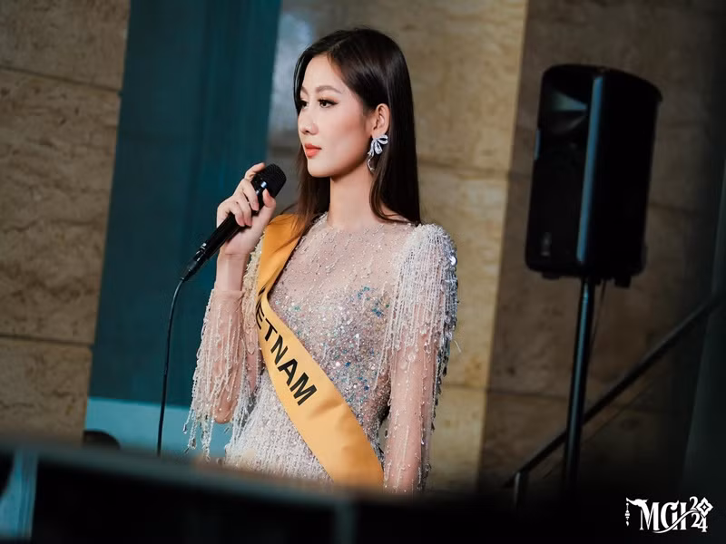 Grand Voice Award - một trong những phần thi được trông chờ nhất Miss Grand International 2024 vừa diễn ra. Đại diện Việt Nam - Võ Lê Quế Anh hát Like that và Everytime we touch. Ảnh: FB Miss Grand International.