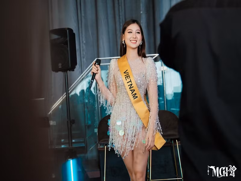 Like that là ca khúc của nhóm nhạc Hàn Quốc Baby Monster giúp Quế Anh được gọi tên vào top 30 phần thi Grand Voice Award. Ngay sau đó, đại diện Việt Nam tiếp tục tham gia vòng thứ hai. Ảnh: FB Miss Grand International.