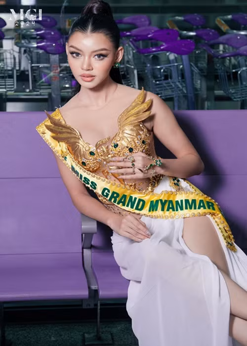 Đại diện Myanmar đang tạm dẫn đầu giải thưởng Top 10 thí sinh được yêu thích. Được biết, 10 thí sinh giành giải thưởng này sẽ có bữa ăn tối đặc biệt cùng ông Nawat - Chủ tịch Miss Grand International. Ảnh: FB Miss Grand International.