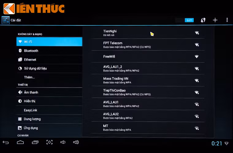 Hỗ trợ WiFi.