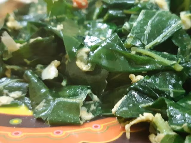 Lá ngón loại không độc sau khi rửa sạch thì sẽ được xé nhỏ và vò sơ. Sau đó, cho lá vào xào cùng tỏi rồi nêm nếm gia vị thật vừa miệng. Ảnh: danviet.