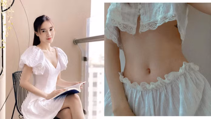 Ninh Dương Lan Ngọc cũng hào hứng khoe vòng eo 54cm cho “bằng chị bằng em”. Ảnh: tinsaotv.