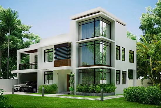 Trong khi đó, mẫu nhà 2 tầng có sân thượng này trông vô cùng xanh mát khi phía sau nhà được thiết kế sân vườn cùng với hồ nước và các loại cây cảnh. Ảnh: Linkedin.
