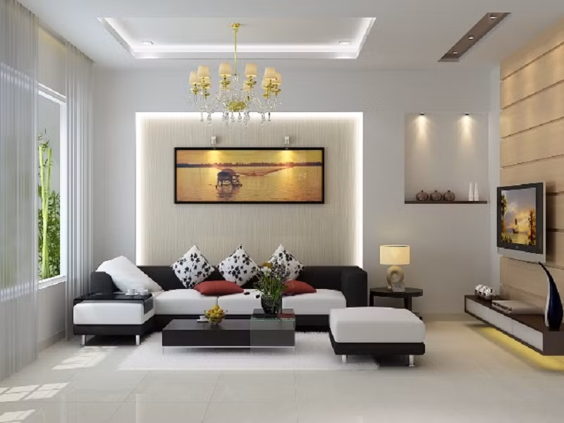 Mẫu thiết kế phòng khách hiện đại và đơn giản với gam màu sáng chủ đạo này rất phù hợp với những ngôi nhà có diện tích nhỏ. Ảnh: Noithattrevietnam.