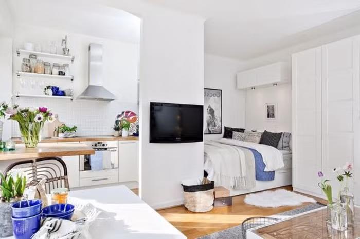 Một mẫu phòng ngủ trong chung cư 20m2 đẹp hiện đại bạn có thể tham khảo. Ảnh: archzine.