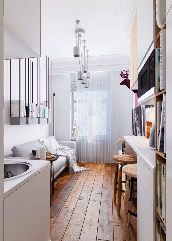 Do hạn chế về mặt diện tích, các căn hộ 20m2 nên được thiết kế mở, tự do và phóng khoáng. Ảnh: bristolurnu.
