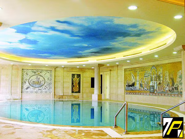 Dù trần nhà bạn có hình vuông, hình chữ nhật hay hình tròn như thế này thì thiết kế trần nhà 3D vẫn mang đến không gian vô cùng hiện đại. (Ảnh Tamphuong)