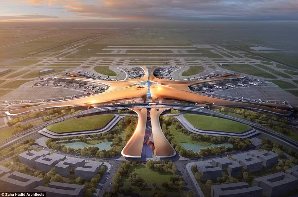 Sân bay Daxing, Bắc Kinh là sân bay lớn nhất của thế giới với khả năng hoạt động cho 100 triệu người. Sân bay Daxing có một hình dạng giống như ngôi sao lớn với các đường sáng tỏa quanh. Sau khi hoàn thành năm 2017, nó sẽ trở thành sân bay quốc tế thứ hai của thành phố, sau Sân bay Quốc tế Bắc Kinh.