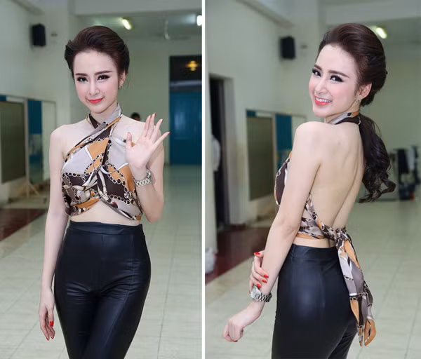 Angela Phương Trinh khoe trọn làn da trắng muốt với chiếc áo từ khăn bắt mắt.