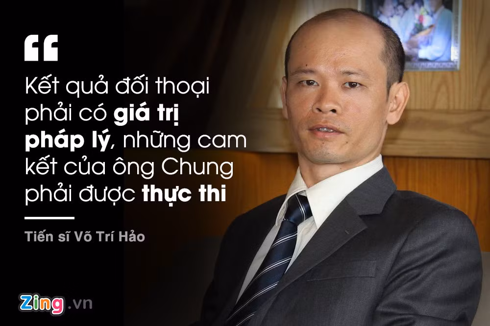 Tiến sĩ Võ Trí Hảo cho rằng kết quả đối thoại giữa người dân Đồng Tâm và Chủ tịch Hà Nội Nguyễn Đức Chung phải có giá trị pháp lý.