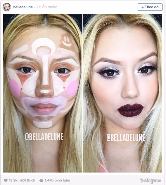 Trào lưu trang điểm mặt hề được khởi xướng trên Youtube và Instagram bởi chuyên gia trang điểm Bella DeLune. Cô quyết định mang đến một thông điệp phản ứng lại những người đã từng trêu chọc gọi cô là “đồ hề”, bằng một tấm ảnh chụp trước và sau khi trang điểm.
