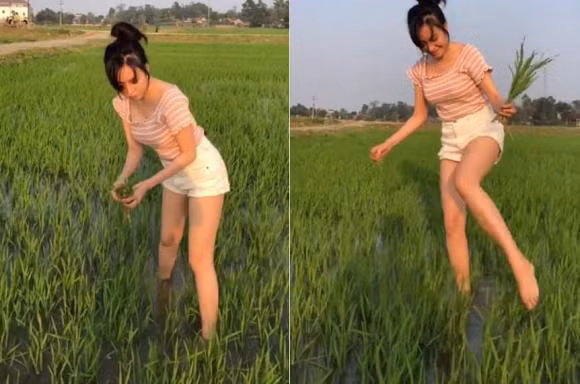 Mặc dù đây chỉ là đoạn clip ngắn mang tính giải trí, nhưng cư dân mạng lại đặc biệt chú ý đến sơ hở khi mặc áo rộng cổ của hot girl bà Tưng.