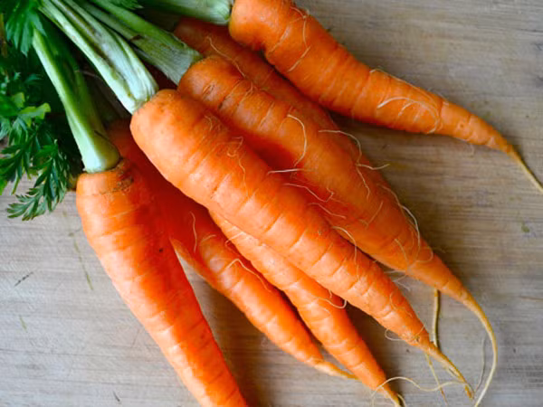 Trong thành phần của cà rốt có vitamin A, beta-carotene, giúp giảm bớt tình trạng cháy nắng và bảo vệ mắt trước các tia UV. Ảnh: bizweb.