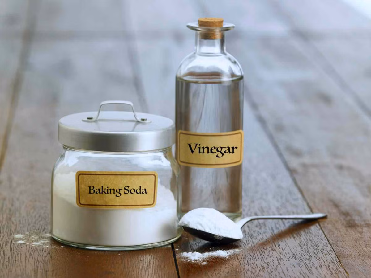  Dùng baking soda, chanh và giấm trắng: Nếu không muốn dùng nước tẩy rửa hóa học cũng không có thời gian cho việc tự ngâm một hỗn hợp nước tẩy rửa hữu cơ, hãy trộn ngay 2 thìa baking soda với 2 thìa nước cốt chanh vào nửa chén giấm trắng, tạo thành hỗn hợp sền sệt và dùng khăn vải lau bếp bôi đều hỗn hợp này lên bề mặt bếp gas, ống hút khói, để khoảng 10-15 phút với các vết bẩn cứng đầu và sau đó thấm nước ấm vào khăn, lau lại bề mặt đó là bạn đã hoàn toàn loại bỏ khói bụi, dầu mỡ tích tụ lâu ngày. Ảnh minh họa