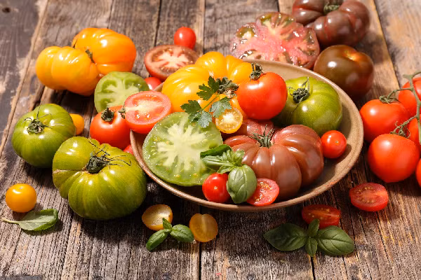Cà chua. Cà chua cung cấp thêm khả năng bảo vệ khỏi ánh nắng mặt trời vì chúng có chứa lycopene giúp ngăn ngừa cháy nắng. Bắp cải, cà chua và dưa chuột chứa nhiều nước giúp cơ thể bạn luôn mát mẻ. (Ảnh: The Daily Meal)