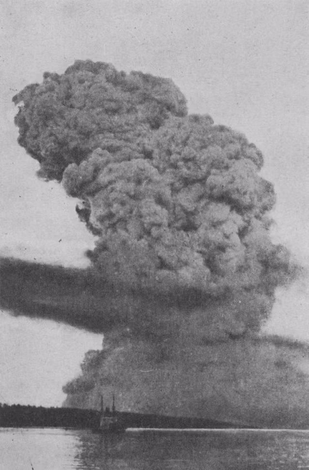 Vào sáng ngày 6/12/1917, tàu SS Mont-Blanc theo lịch trình cập cảng Halifax. Trong lúc di chuyển vào bến, con tàu của Pháp xảy ra va chạm mạnh với tàu SS Imo. Vụ va chạm mạnh giữa 2 con tàu này đã gây ra vụ nổ khủng khiếp. Theo các ghi chép, 20 phút sau vụ va chạm, 2 con tàu của Pháp và Na Uy bốc cháy dữ dội.