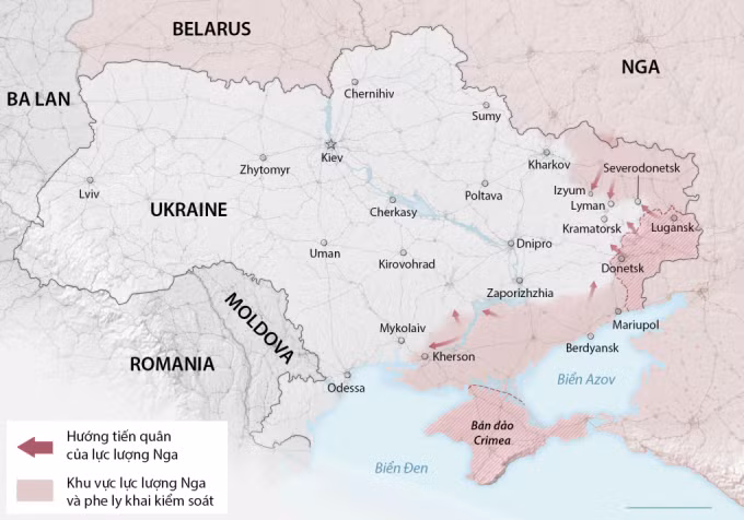  Cuộc xung đột Nga-Ukraine đến nay đã kéo dài hơn một trăm ngày, Quân đội Nga vẫn kiểm soát thế chủ động trên chiến trường và kiểm soát được một phần lãnh thổ ở Ukraine.