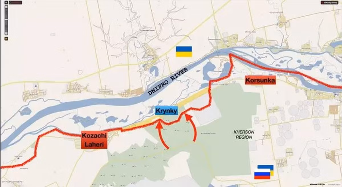 Một người lính Ukraine chia sẻ: “Chúng tôi tiến vào Krynki vào giữa tháng 10/2023. Cuộc hành quân được lên kế hoạch từ trước và Quân đội Ukraine đã kiểm soát một khu vực đầm lầy dài sát bờ trái ở vị trí này. Đây thực chất là những hòn đảo nằm ở vị trí thấp giữa sông Dnieper và sông Konka và từ đó họ đổ quân. 