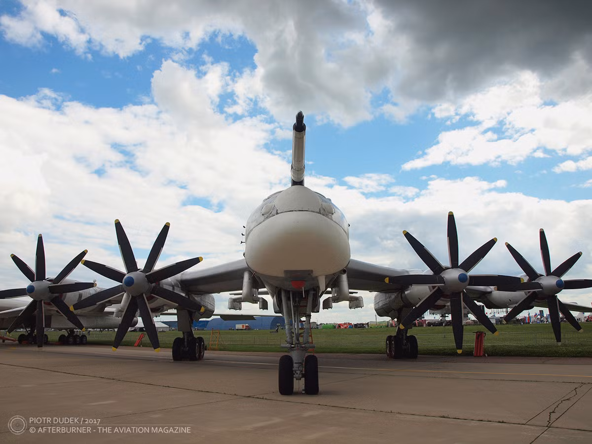 Máy bay Tu-95MS sử dụng 4 động cơ cánh quạt phản lực, được phát triển vào đầu những năm 1950, sau khi các nhà lãnh đạo Quân đội Liên Xô yêu cầu một máy bay ném bom 4 động cơ, có thể bay 8.000 km, đủ khả năng ném bom các mục tiêu trên khắp lãnh thổ Mỹ.