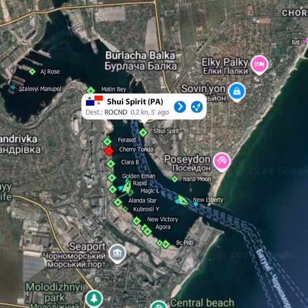 Con tàu khổng lồ chở đầy vũ khí, đạn dược của Mỹ lần đầu tiên vào cảng Odessa, nhưng chỉ là hành động “nghi binh”. Sau khi giả vờ cập bến, tàu vận chuyển vũ khí lập tức khởi hành và nhanh chóng di chuyển đến cảng Yuzhny, một cảng nhỏ ở bang Odessa.