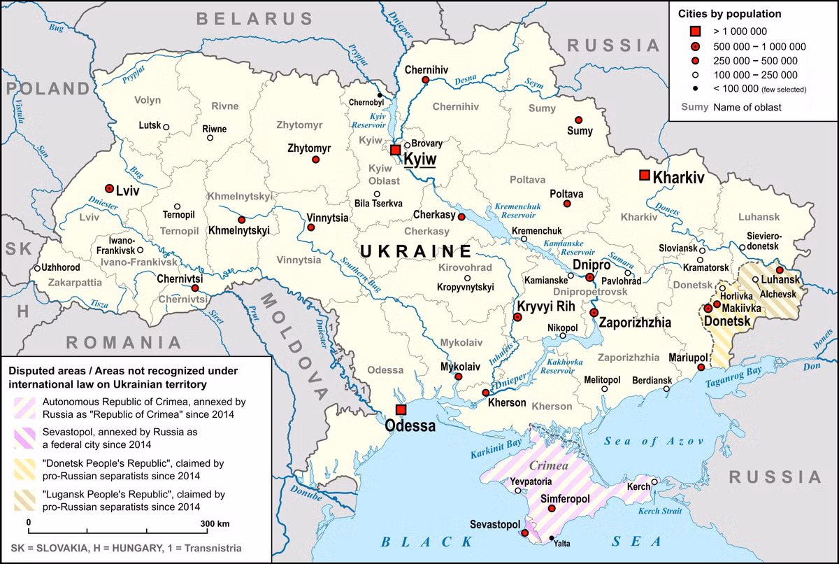 Có điều đặc biệt của địa lý Ukraine, đó là con “sông mẹ” Dnepr, chảy qua lãnh thổ Ukraine theo hướng bắc nam và chia đôi đất nước Ukraine. Như vậy để ngăn chặn các tuyến vận chuyển của Ukraine từ phía tây sang phía đông, Quân đội Nga phải phá hủy các cây cầu bắc qua sông Dnepr.