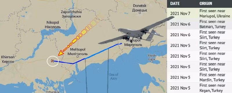 Giới quan sát đã thu hút sự chú ý của chiếc UAV mang số hiệu TCB-804, xuất phát từ phần phía nam của khu vực Donbass; chiếc UAV này đã được phát hiện trên lãnh thổ Thổ Nhĩ Kỳ một ngày trước đó. Điều này cho thấy chiếc UAV này thuộc về quân đội Thổ Nhĩ Kỳ.