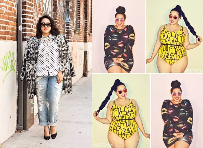 Hot blogger với hơn hàng trăm nghìn fan hâm mộ trên khắp thế giới cũng cho thấy không nhất thiết khi béo bạn phải tránh xa đồ họa tiết. Thậm chí là các loại họa tiết to bản, rườm rà như thế này.