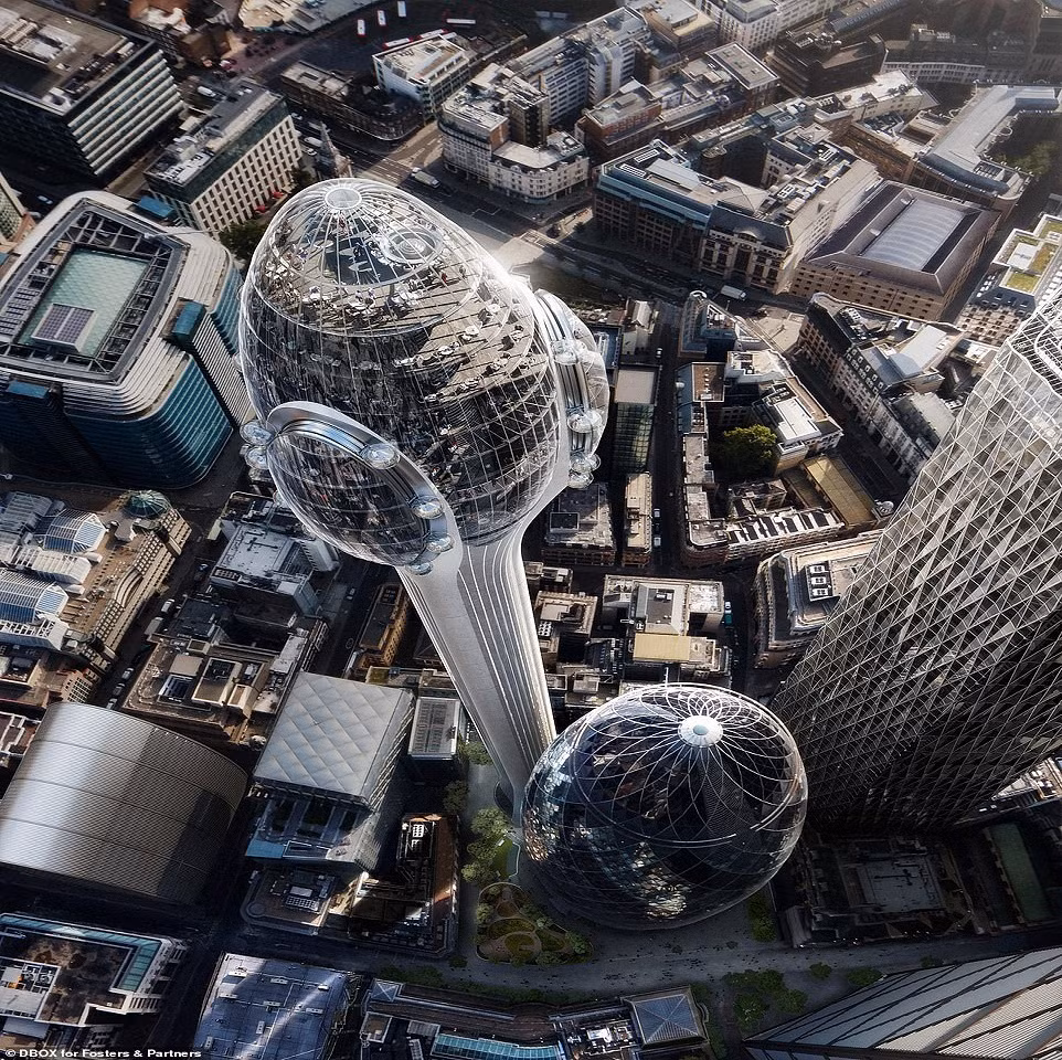 Ngoài ra, tòa nhà Gherkin cao 180 mét được xây dựng bắt đầu vào năm 2001 do kiến trúc sư Norman Foster và Ken Shuttleworth thiết kế.
