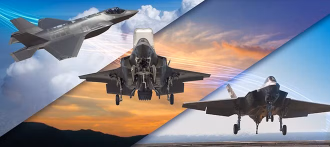 3 phiên bản trong một thiết kế: F-35 được chế tạo với 3 phiên bản khác nhau nhằm đáp ứng nhu cầu riêng biệt cho không quân, hải quân và thủy quân lục chiến. Về cơ bản, thiết kế khí động học của 3 phiên bản tương tự nhau, nhưng có vài khác biệt theo yêu cầu nhiệm vụ. Ảnh: Lockheed Martin