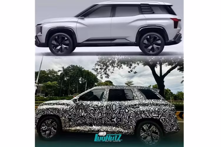 Vào đầu năm nay, một chiếc SUV bị nghi là nguyên mẫu chạy thử của xe SUV Mitsubishi DST đã được phát hiện tại Indonesia. Những bức ảnh chụp lén cho thấy diện mạo tổng thể của xe không khác biệt nhiều so với phiên bản concept. Phần đầu xe vẫn mang thiết kế đặc trưng với ngôn ngữ Dynamic Shield, tương tự Xforce.