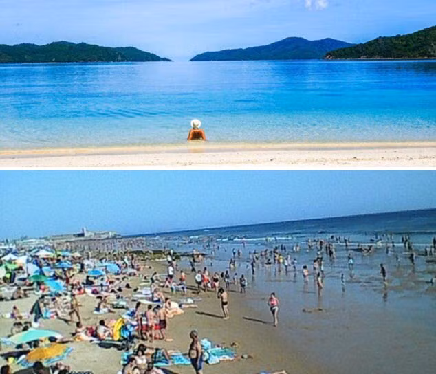 Một mình trên bãi biển vắng với phong cảnh tuyệt đẹp, nhưng phần lớn mọi người phải thư giãn trên những bãi biển đông đúc như thế này.