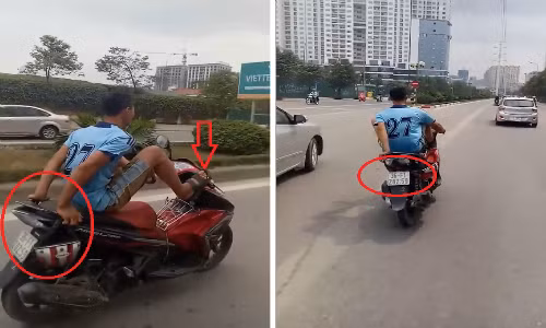 Ha Noi: Dang truy tim nam thanh nien lai xe may bang chan