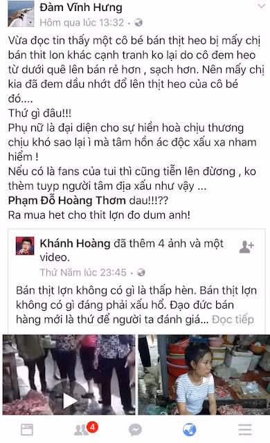 Chi Xuyen phu nhan viec Dam Vinh Hung mua thit lon bi hat luyn