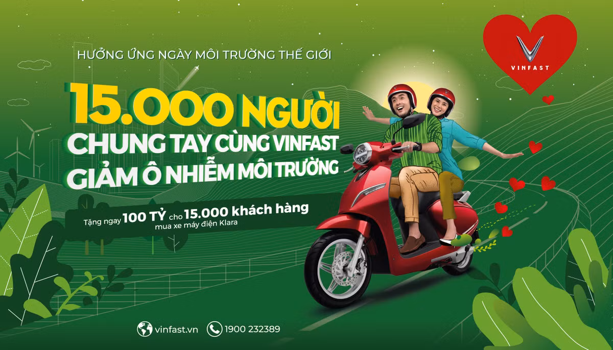 Vinfast tang 100 ty dong cho 15.000 khach hang chung tay giam o nhiem moi truong