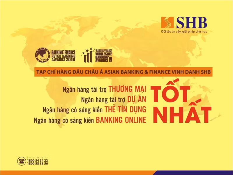SHB duoc vinh danh 4 giai thuong quoc te uy tin