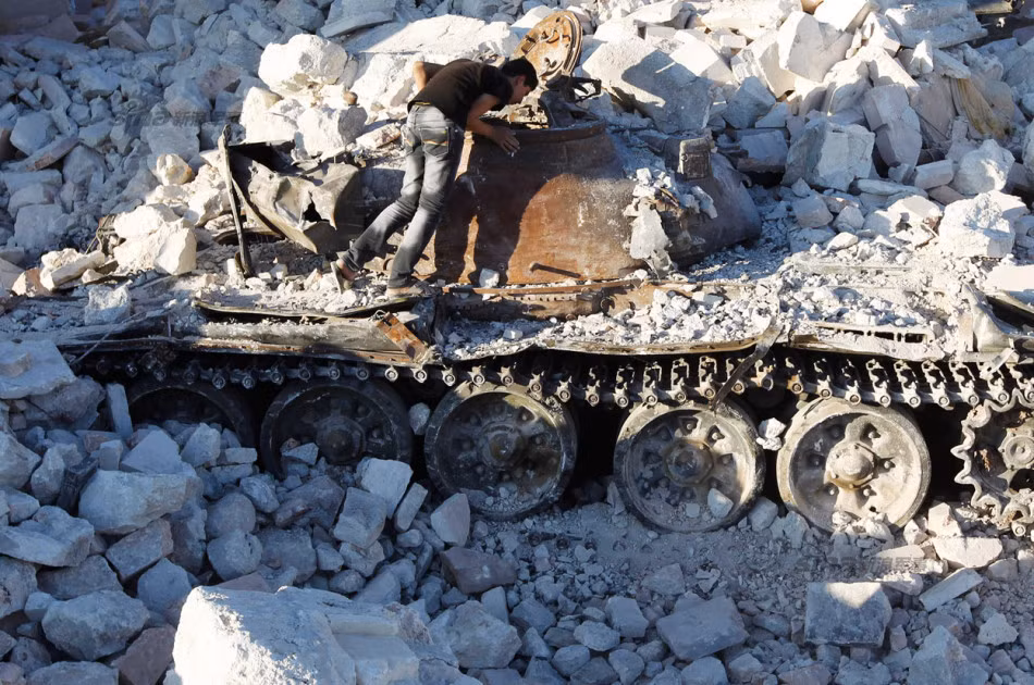 Xe tăng T-55 bị phá hủy trong cuộc nội chiến ở Syria.