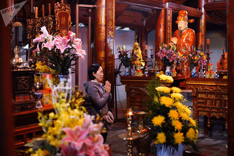 Đền thờ Khổng Tử trong Văn Miếu - Quốc Tử Giám ở Hà Nội, một trong những biểu tượng của thủ đô. Ảnh: Sputnik.
