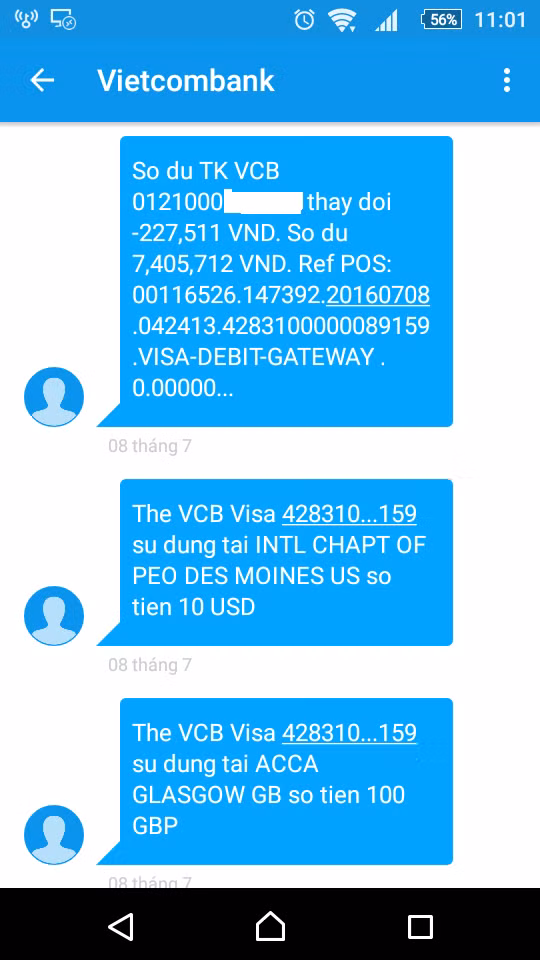 Một trong số những tin nhắn bị trừ tiền anh Hải nhận được