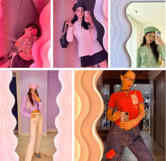 Từ Jisoo (BLACKPINK), Joy (Red Velvet), Bella Hadid... đến các hot fashionista đều từng khoe ảnh bên chiếc gương này. Ảnh: Tổng hợp