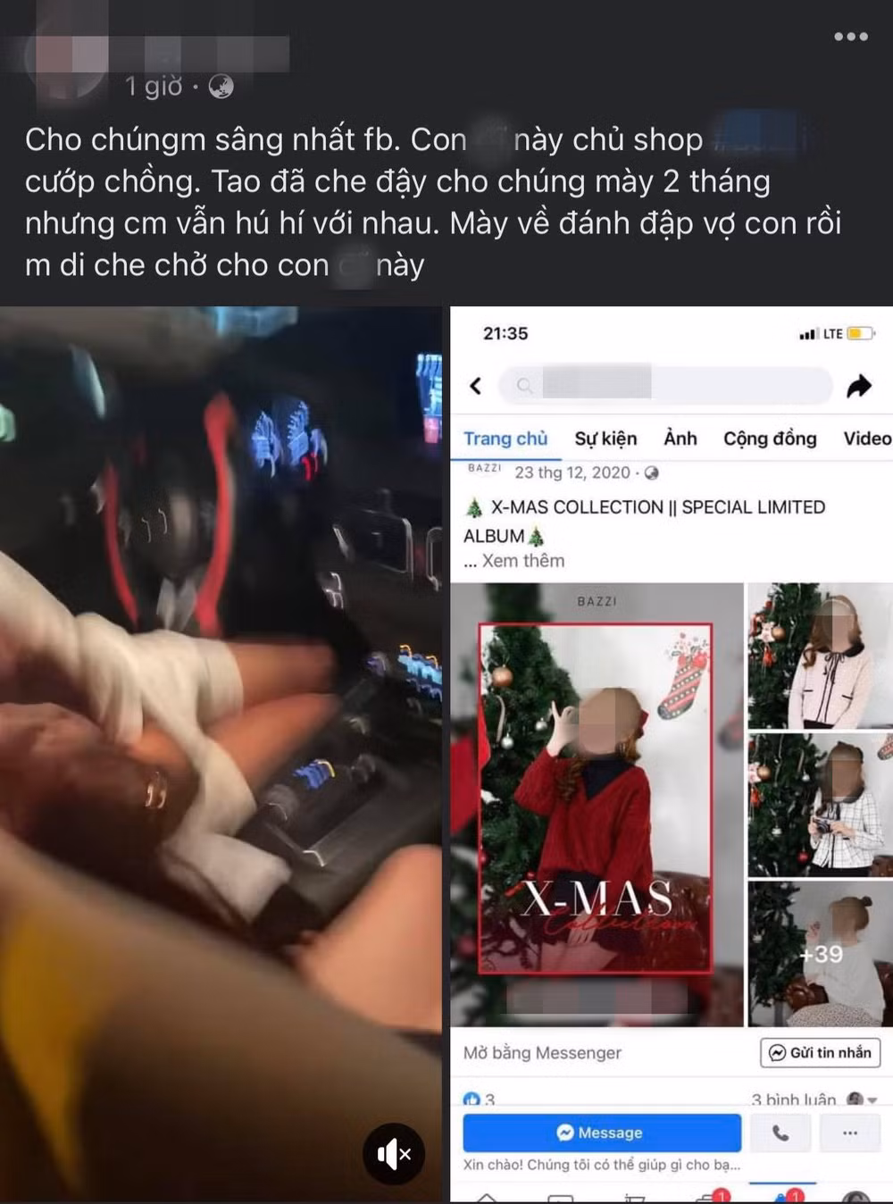 Theo lời cô vợ, người chồng ở nhà thì đánh đập vợ con nhưng lại dang tay ôm chặt che chở cho "tiểu tam" giữa bàn dân thiên hạ, cũng chính chi tiết này đã khiến cư dân mạng phẫn nộ thay.