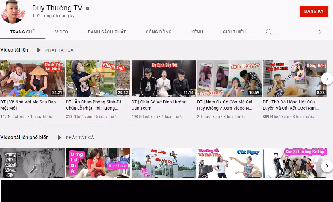 Được biết, Duy Thường có trong tay 1 nhóm chuyên sản xuất video trên kênh Duy Thường Team với hơn 1 triệu người đăng ký. Hầu hết những video trên 2 kênh Duy Thường TV và Duy Thường Team đều có nội dung xoay quanh cuộc sống đời thường.