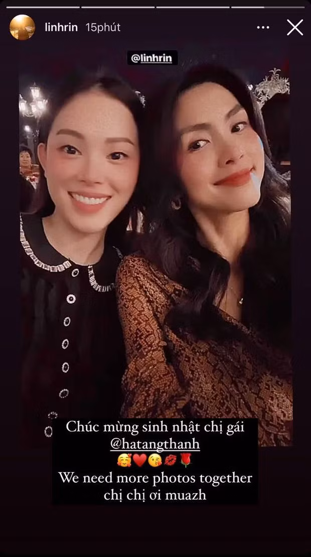 Mới đây, Linh Rin lại có động thái hé lộ mối quan hệ thân thiết với chị dâu Hà Tăng khiến nhiều người chú ý. Cụ thể, trong sinh nhật của Hà Tăng, Linh Rin cũng gửi lời chúc bằng một tấm ảnh thân thiết của hai người và gọi "ngọc nữ" bằng "chị gái" đầy thân mật.