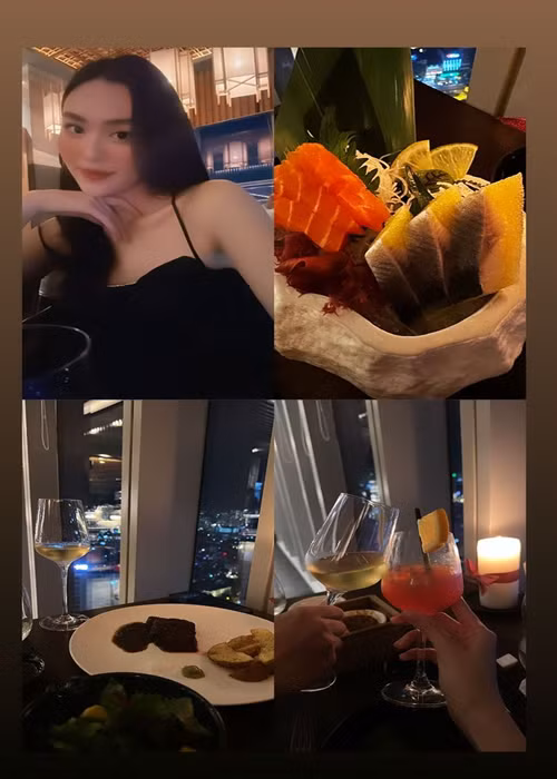 Tường San cùng người bạn đời "trốn con" đi hẹn hò lãng mạn. Ảnh: Instagram.