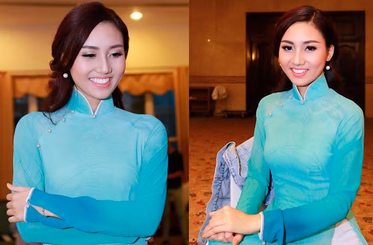 Ngô Trà My đẹp nền nã trong tà áo dài.