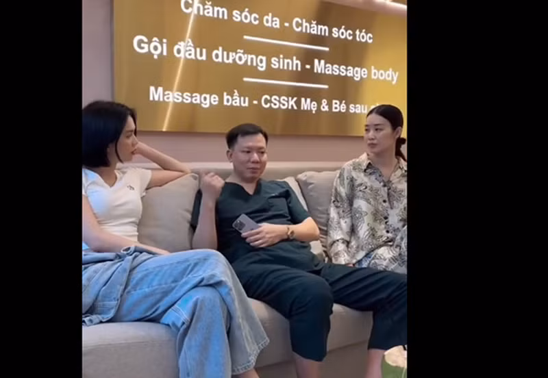 Người mẫu Ngọc Trinh được bác sĩ Hữu Thịnh tư vấn khi đến hút trứng. Ảnh chụp màn hình.