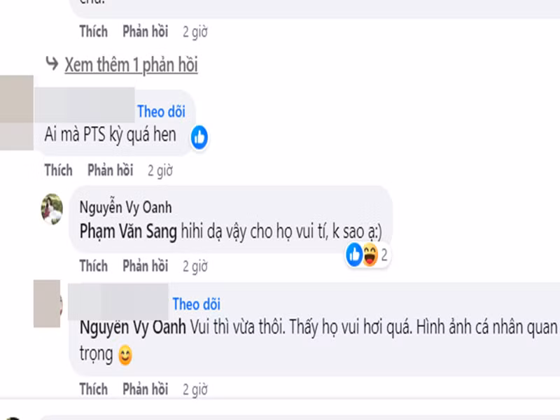 Vy Oanh không bận tâm khi hình ảnh bị chỉnh sửa. Ảnh chụp màn hình.