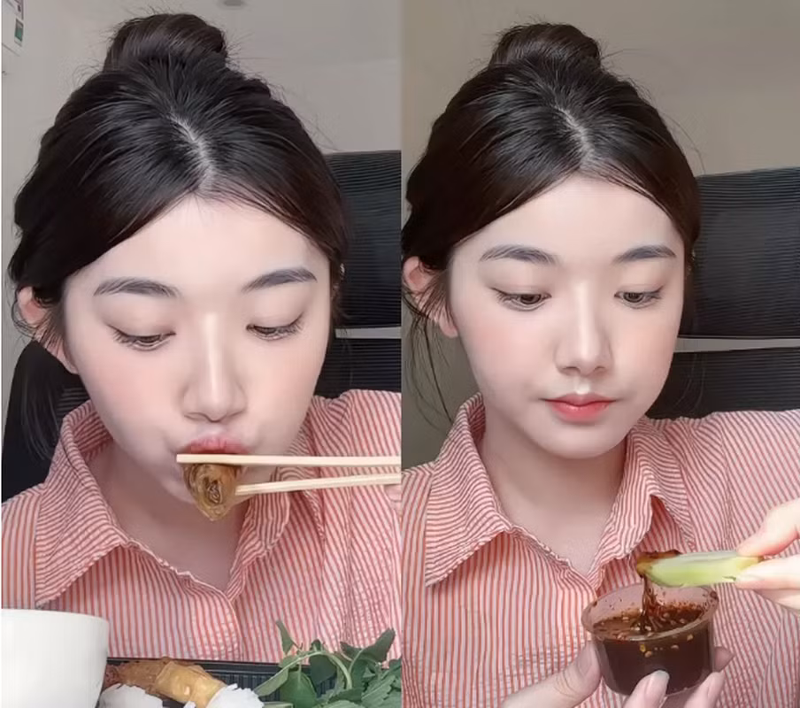Hot girl gen Z này trở nên nổi tiếng với những video mukbang đồ ăn nhìn rất ngon mắt trên TikTok. Hiện trang TikTok của cô nàng có tới 1,9 triệu lượt theo dõi.