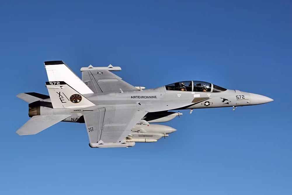 EA-18G Growler có chiều dài 18,3m; chiều cao 4,8m; sải cánh 13,6m. Trọng tải rỗng của EA-18G Growler là 15.011kg, trọng tải cất cánh tối đa 29.964kg.